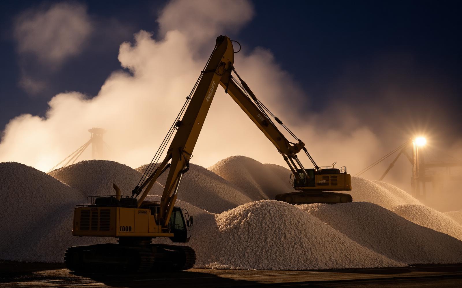 Excavators handling bulk cargo